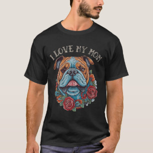 Camiseta Bulldog, amo a mi mamá perro tatuaje
