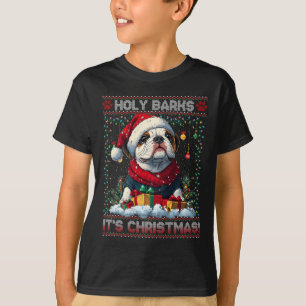 Camiseta Bulldog Árbol de Navidad Luces Decoraciones Perro 