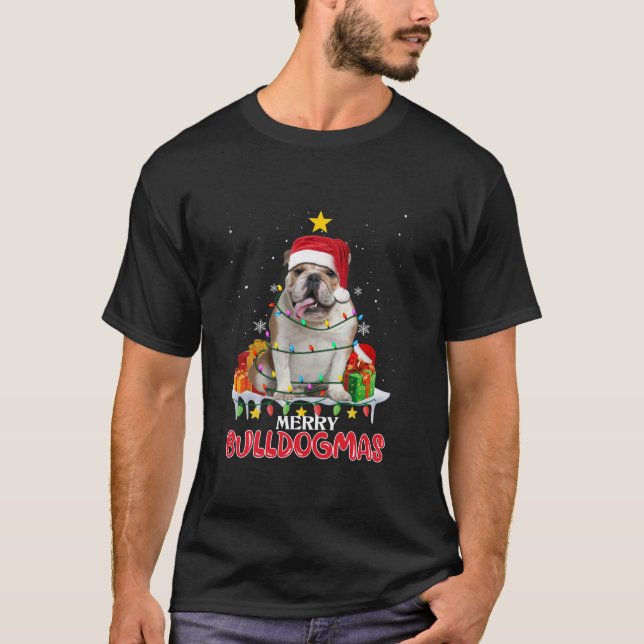 Camiseta Bulldog Árbol de Navidad Perro Santa Boys Chicas F (Anverso)