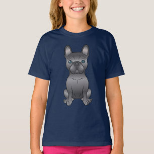 Camiseta Bulldog azul francés / Perro caricaturista francés