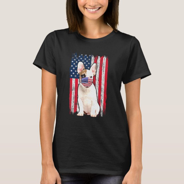 Camiseta Bulldog Bandera Americana El Perro Usa La Máscara  (Anverso)
