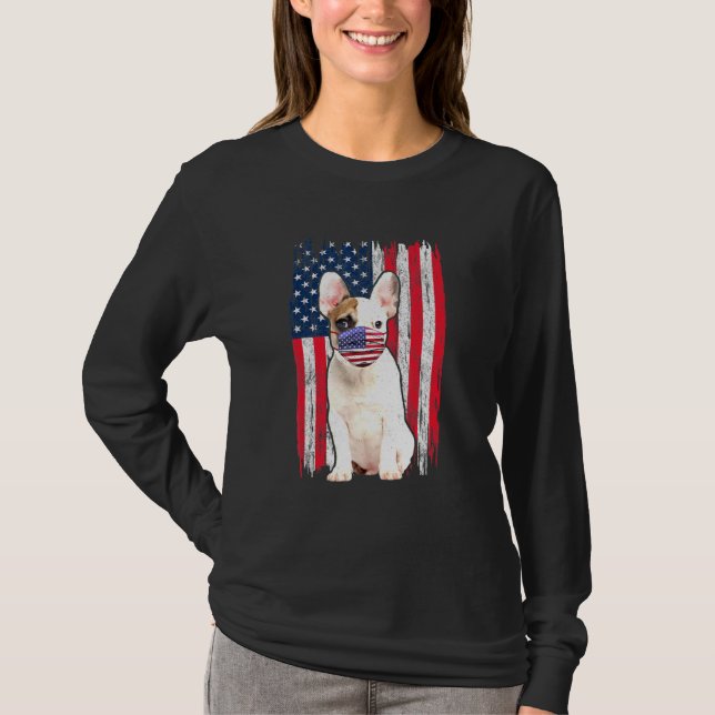 Camiseta Bulldog Bandera Americana El Perro Usa La Máscara  (Anverso)