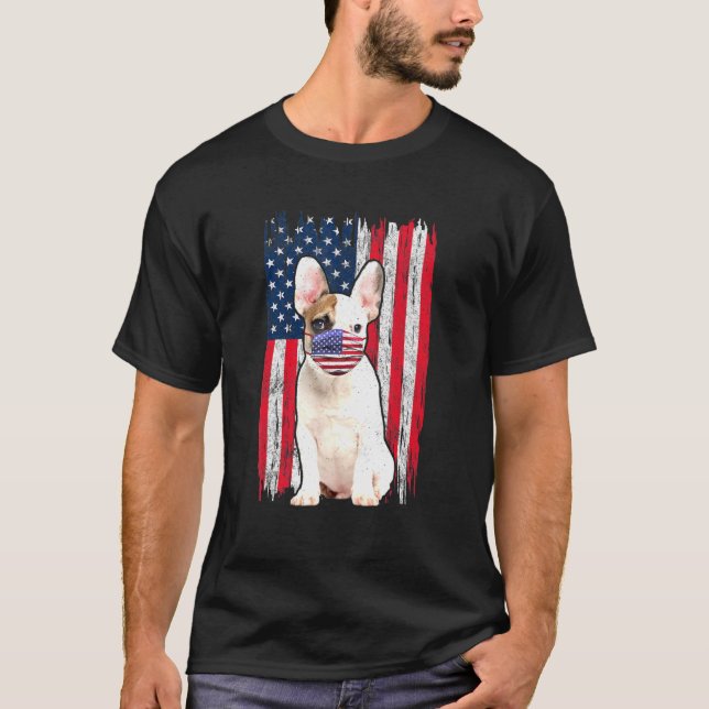 Camiseta Bulldog Bandera Americana El Perro Usa La Máscara  (Anverso)