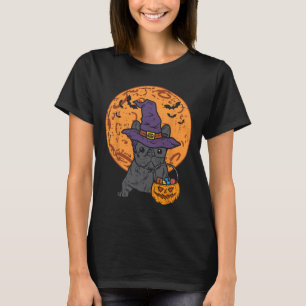 Camiseta Bulldog Bruja Calabaza Luna Halloween Perro francé
