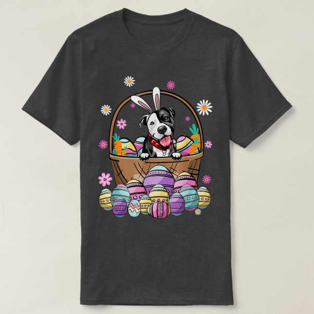 Camiseta Bulldog Bunny Pit Feliz Día de Pascua Caza de Huev (Diseño del anverso)