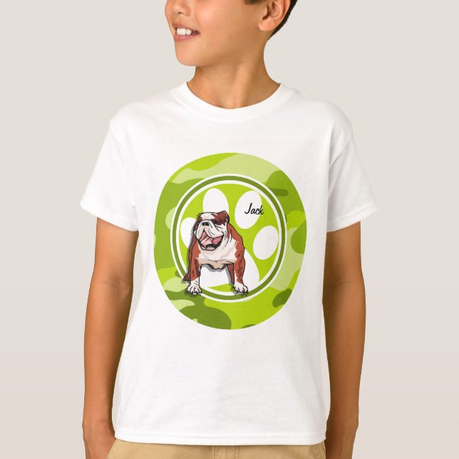 Camiseta Bulldog; camo verde brillante, camuflaje (Anverso)
