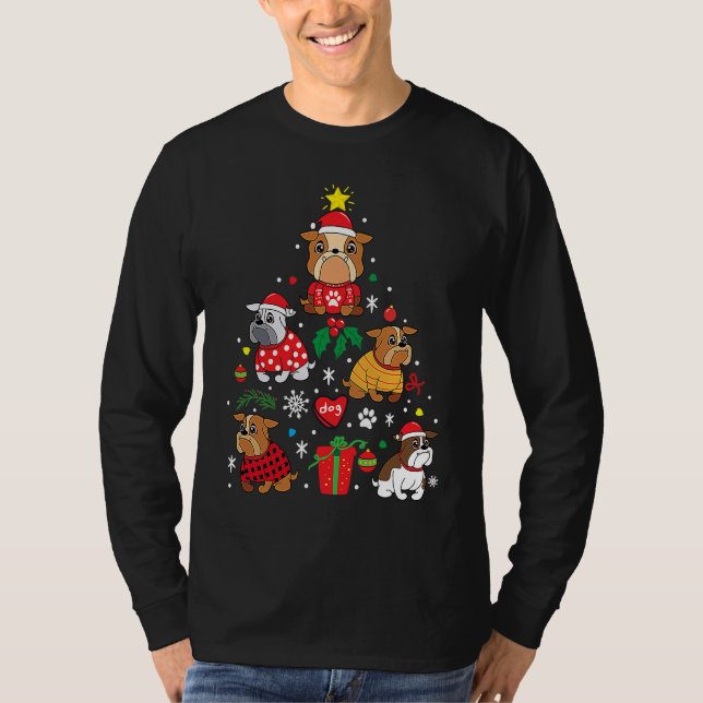 Camiseta Bulldog Christmas Dog Tree   Bulldog (Anverso)