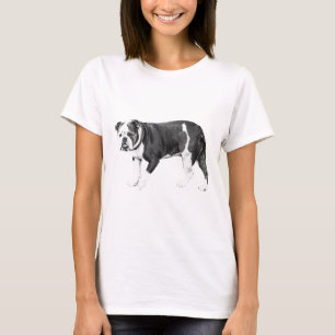 Camiseta Bulldog Clásico, Atractivo en Escala de Grises