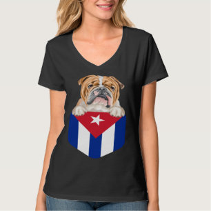 Camiseta Bulldog con bandera de Cuba en bolsillo