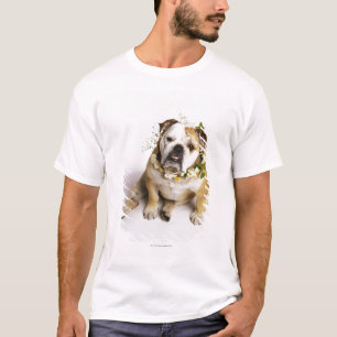 Camiseta Bulldog con el cuello de la flor