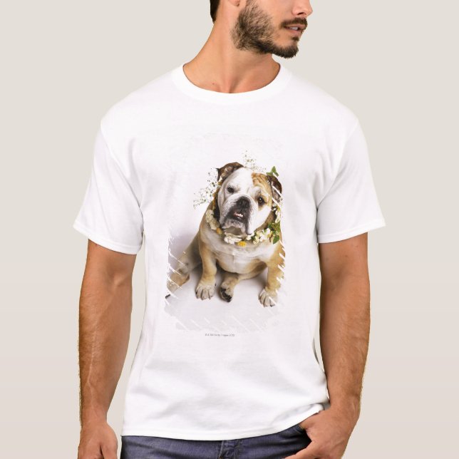 Camiseta Bulldog con el cuello de la flor (Anverso)