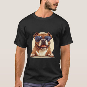 Camiseta bulldog con gafas de sol