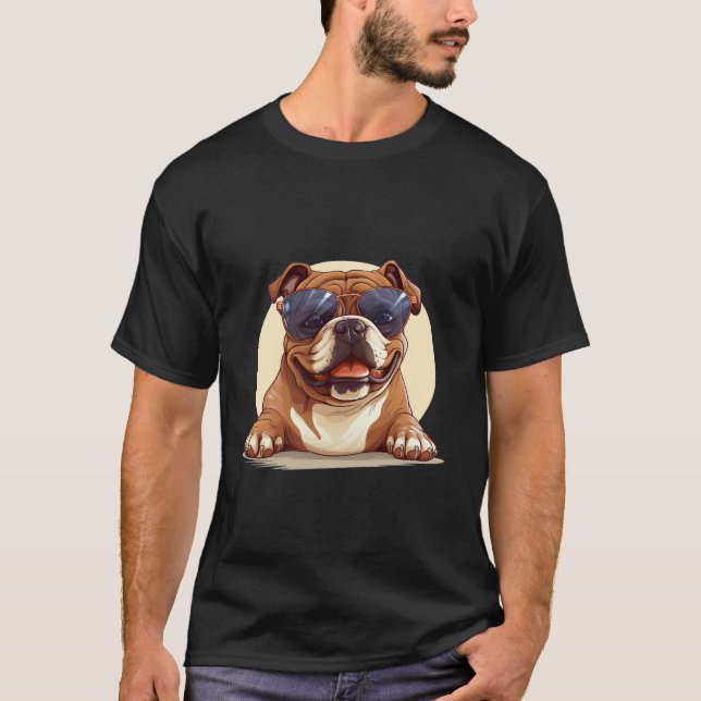 Camiseta bulldog con gafas de sol (Anverso)