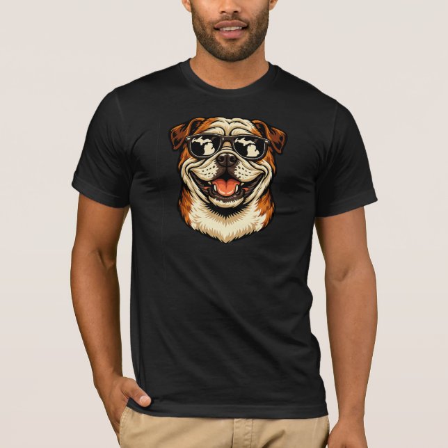 Camiseta Bulldog con gafas de sol (Anverso)