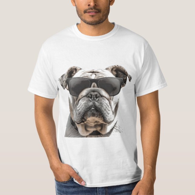 Camiseta Bulldog Con Gafas De Sol (Anverso)