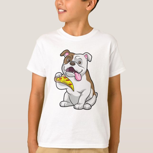 Camiseta Bulldog con pedazo de pizza (Anverso)
