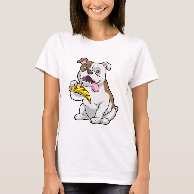 Camiseta Bulldog con pedazo de pizza (Anverso)