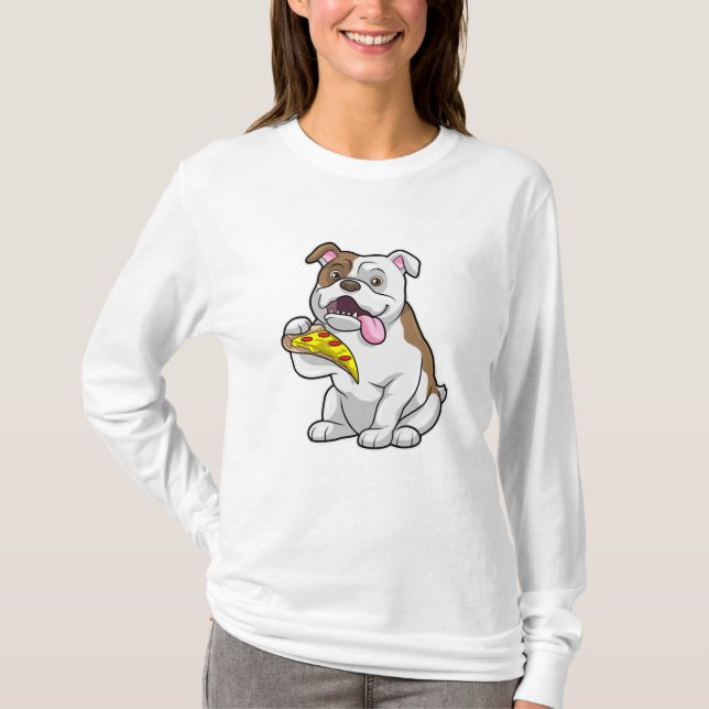 Camiseta Bulldog con pedazo de pizza (Anverso)