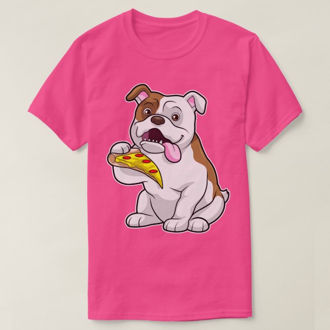 Camiseta Bulldog con pedazo de pizza (Diseño del anverso)