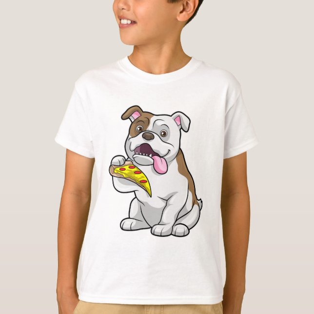 Camiseta Bulldog con pedazo de pizza (Anverso)