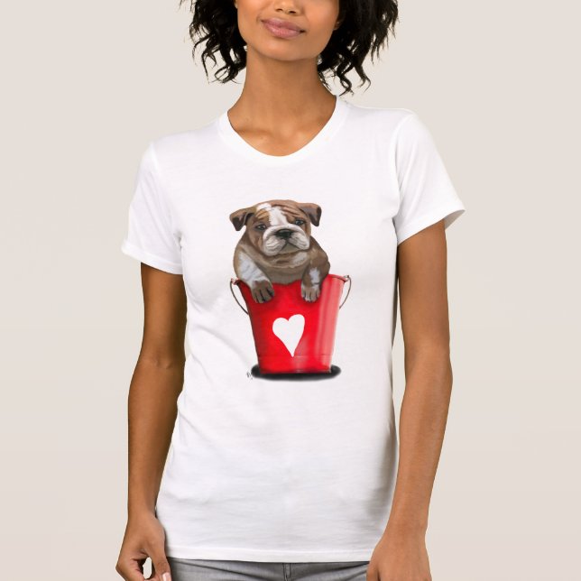 Camiseta Bulldog Cubo De Amor Rojo (Anverso)