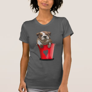 Camiseta Bulldog Cubo De Amor Rojo