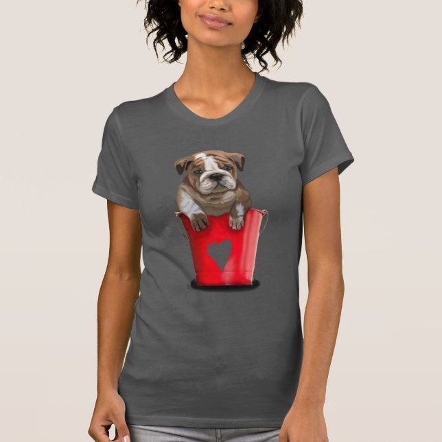 Camiseta Bulldog Cubo De Amor Rojo (Anverso)