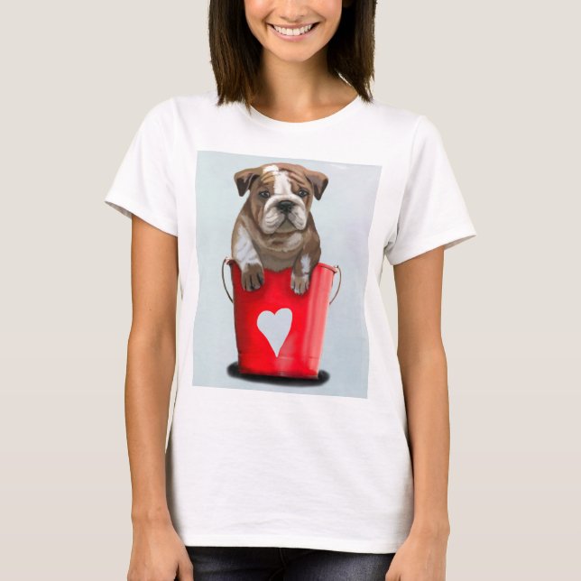 Camiseta Bulldog Cubo De Amor Rojo 2 (Anverso)