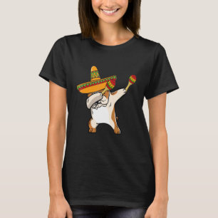 Camiseta Bulldog Dabbing Sombrero Vestido Mexicano Cinco De