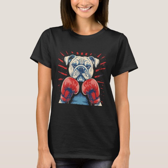 Camiseta Bulldog De Boxeo Con Guantes De Boxeo Gracioso (Anverso)