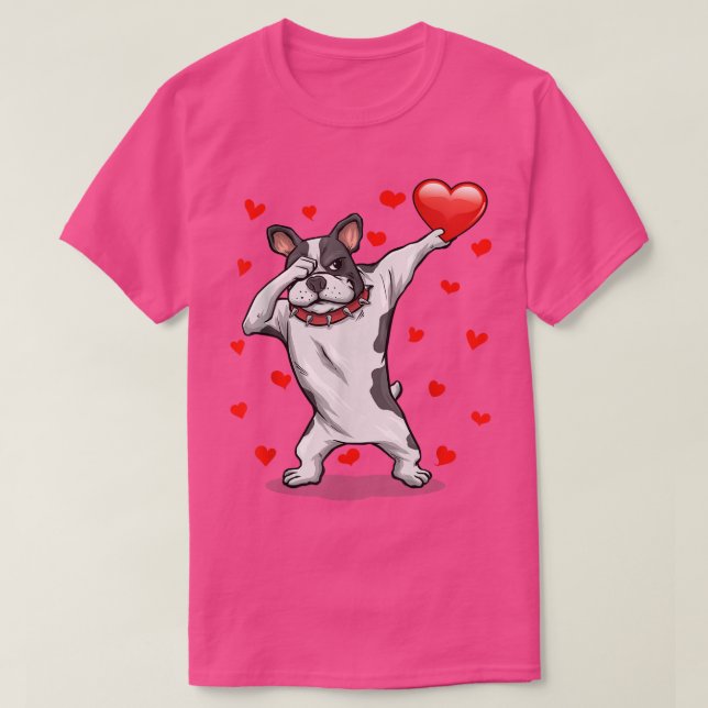 Camiseta Bulldog de Dabbing El día de San Valentín de amor  (Diseño del anverso)