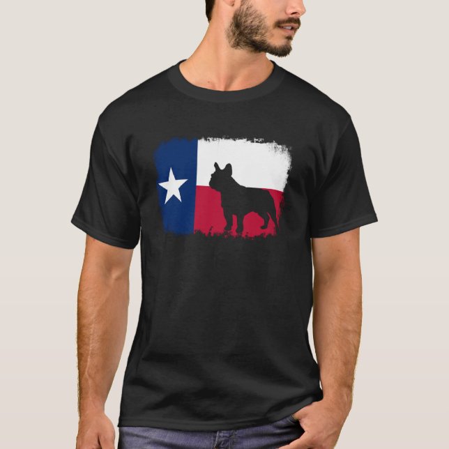 Camiseta Bulldog de franceses con bandera texana del bulldo (Anverso)