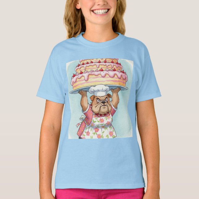 Camiseta Bulldog de la abuela y un enorme pastel de Natasha (Anverso)