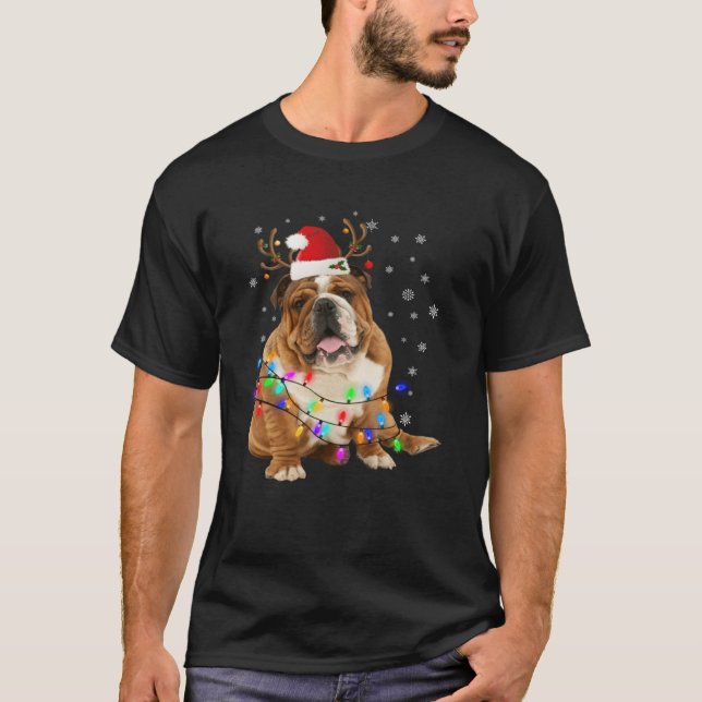 Camiseta Bulldog de Navidad Navidades de perro de Santa Hat (Anverso)
