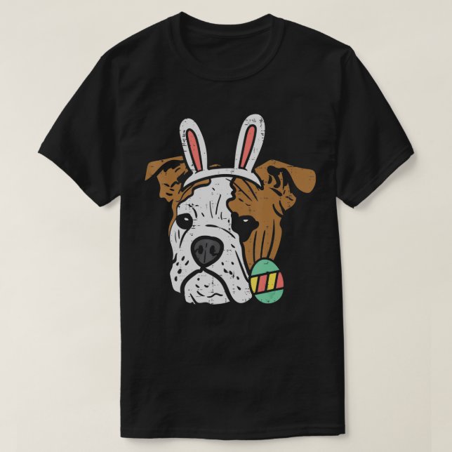 Camiseta Bulldog de Pascua Inglés Bunny Dog Lover Dueño Hom (Diseño del anverso)