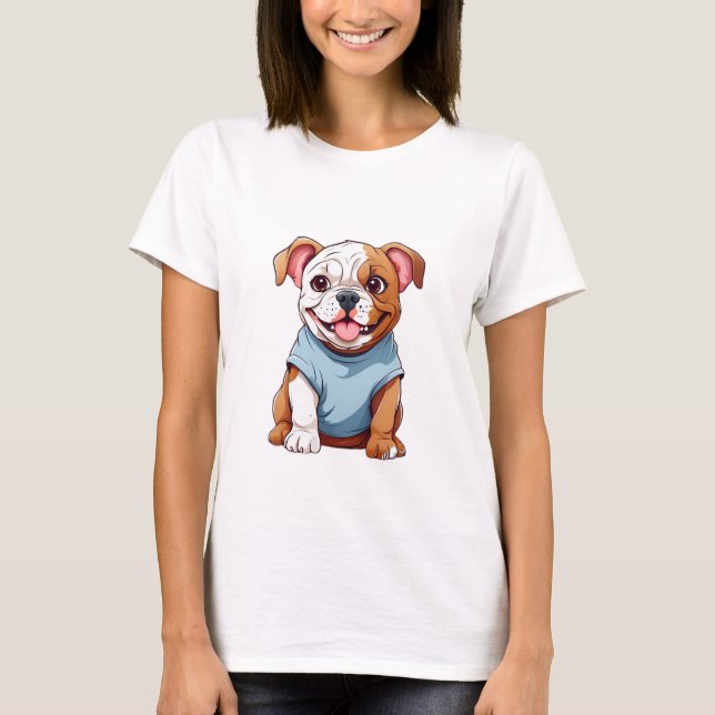 Camiseta Bulldog de perro bebé, lindo y feliz (Anverso)