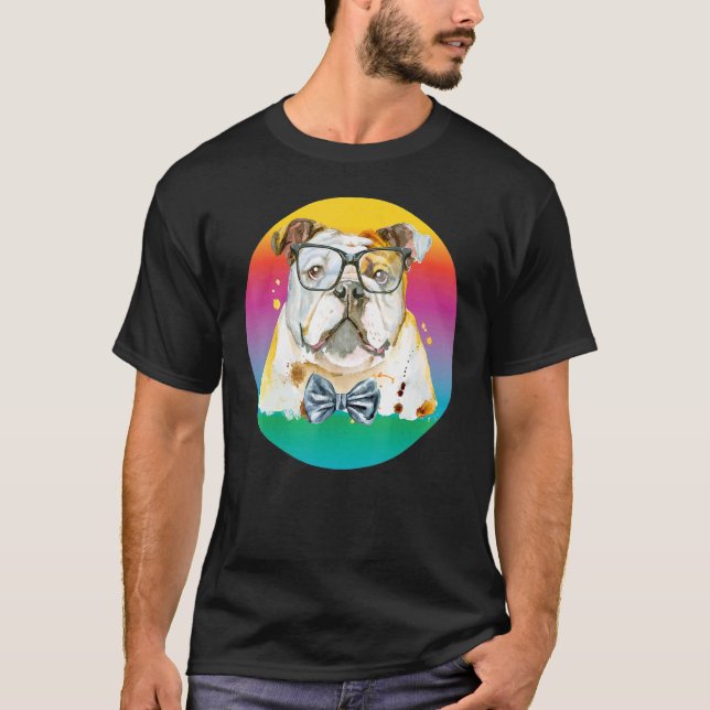Camiseta Bulldog de perro Mujeres coloridas hombres de Bull (Anverso)