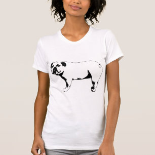 Camiseta Bulldog de pie negro y blanco Arte en negrita