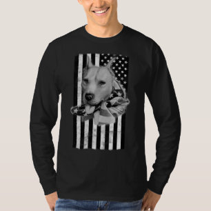 Camiseta Bulldog De Pit Sobre La Bandera Estadounidense
