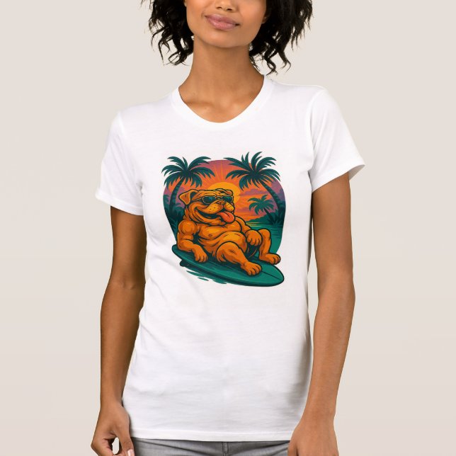 Camiseta Bulldog de verano sin fin - Retro Surf (Anverso)