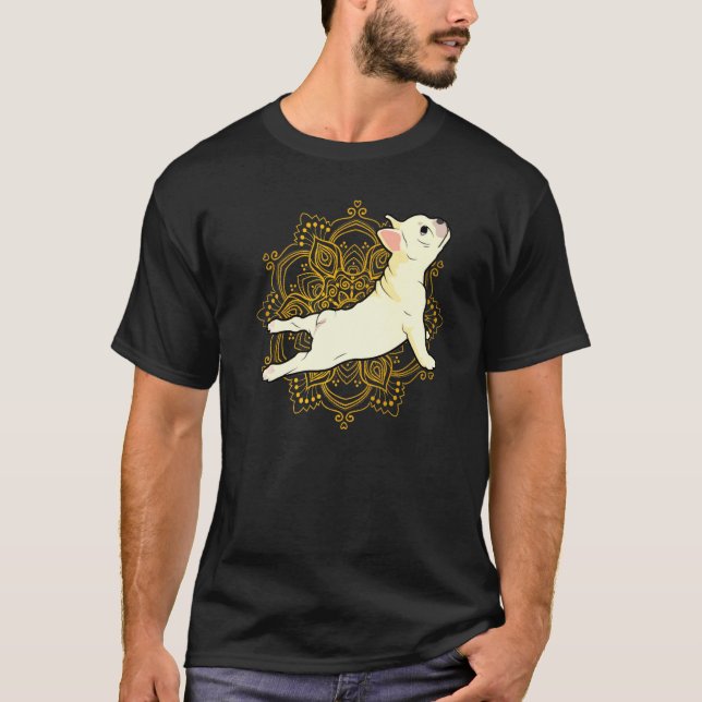 Camiseta Bulldog de Yoga Frenchie Bhujangasana Mandala (Anverso)