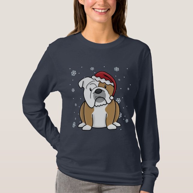 Camiseta Bulldog del inglés de Kawaii del navidad (Anverso)