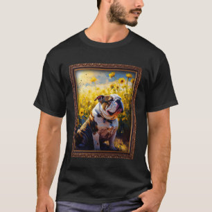 Camiseta Bulldog del Valle Pintando Flores de girasol Madre