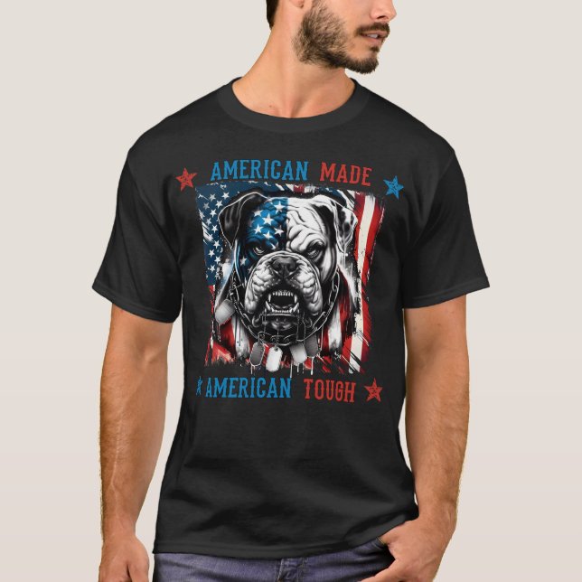 Camiseta Bulldog duro estadounidense hecho estadounidense (Anverso)