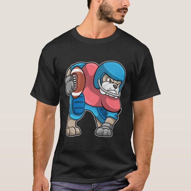 Camiseta Bulldog en deportes con fútbol y casco (Anverso)