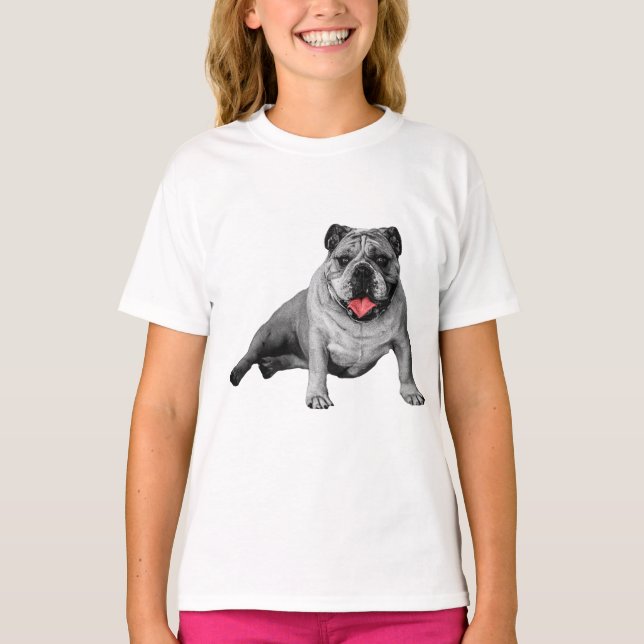 Camiseta Bulldog en Estilo con Acento Rojo (Anverso)