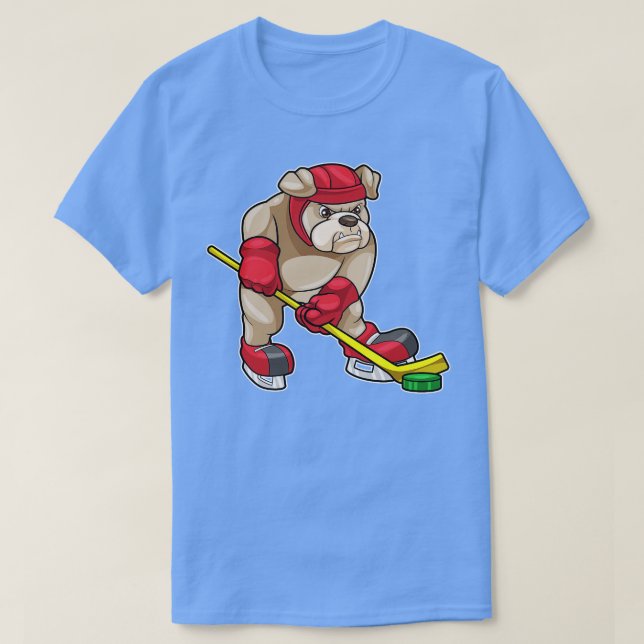 Camiseta Bulldog en hockey sobre hielo con bastón de hockey (Diseño del anverso)