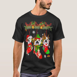 Camiseta Bulldog En Socks Navidades Santa Hat Xmas Luz