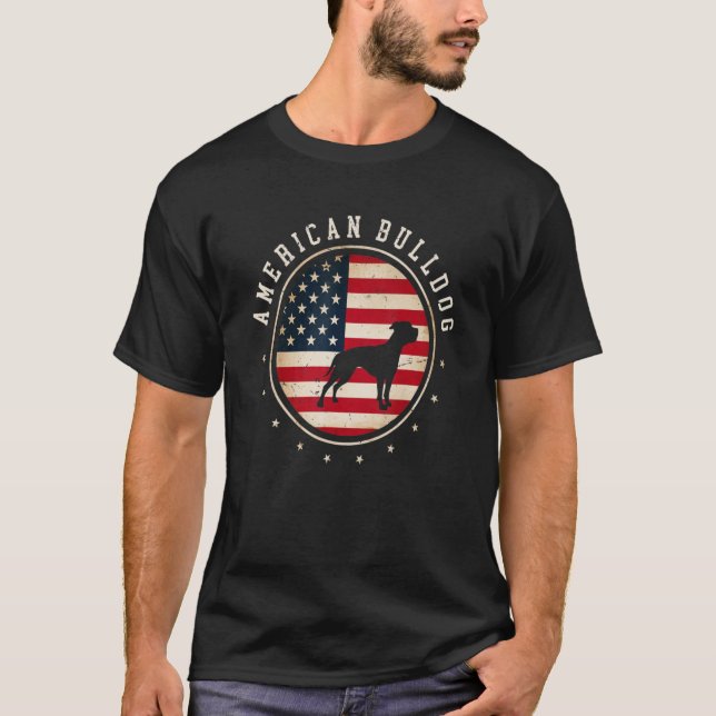 Camiseta Bulldog Estadounidense Bandera Estadounidense 4 de (Anverso)