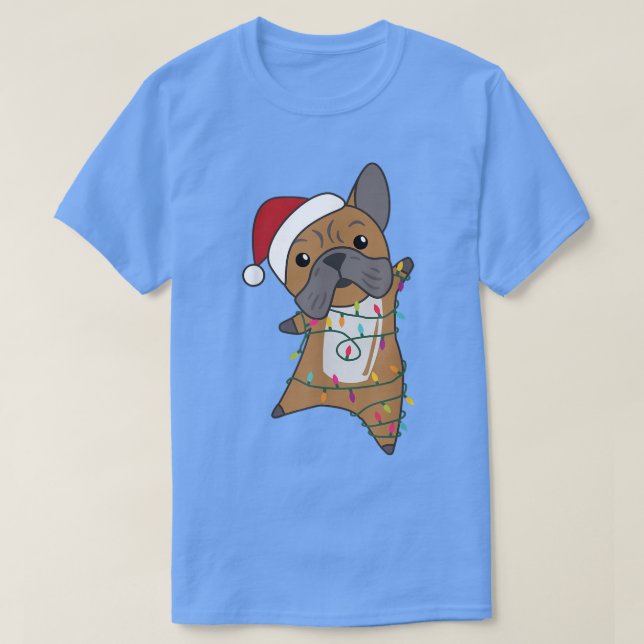 Camiseta Bulldog Feliz Navidad Fairy Lights Sweet Animals (Diseño del anverso)